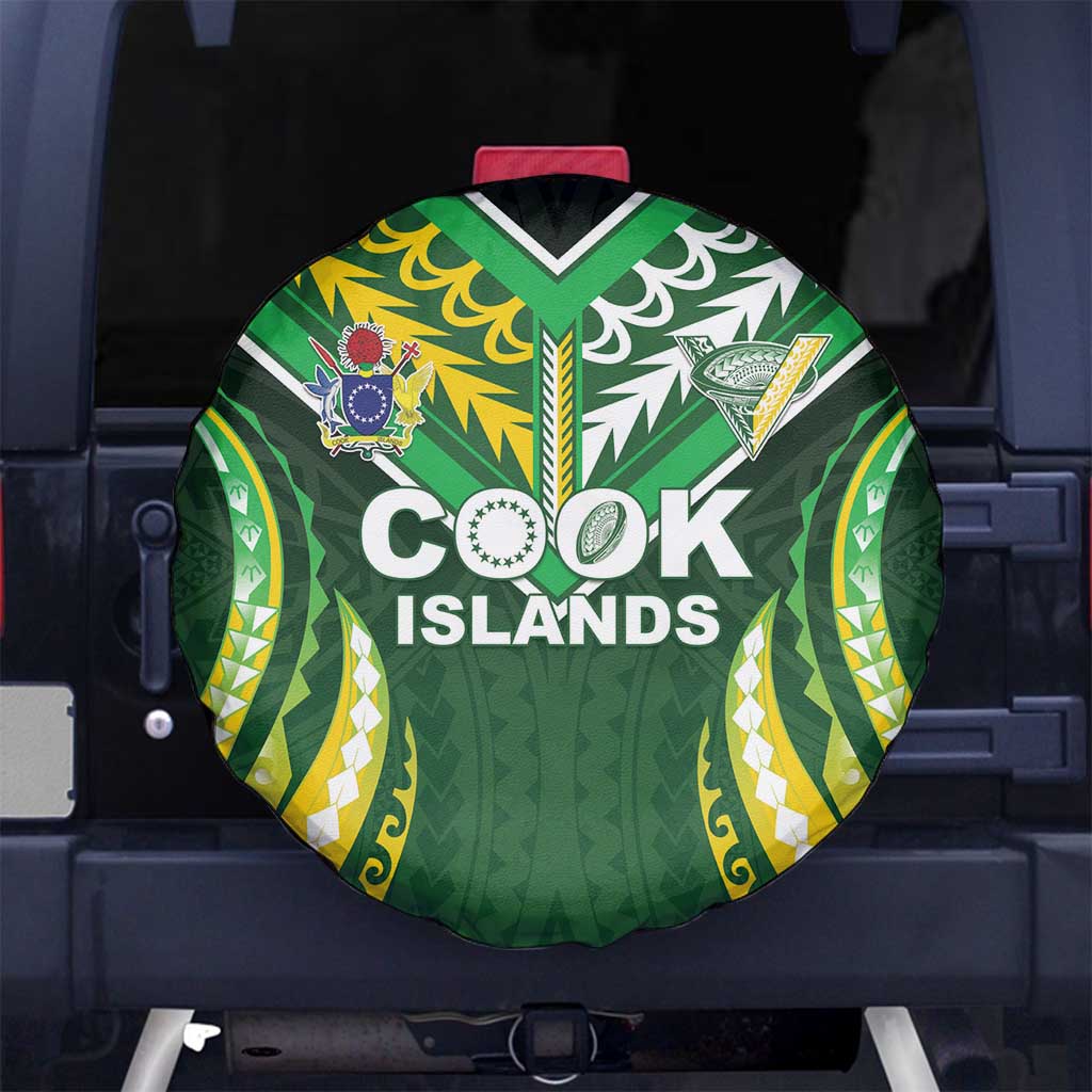 Cook Islands Rugby Spare Tire Cover Unique Style Green Version LT05 No hole Green - Polynesian Pride