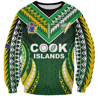 Custom Cook Islands Rugby Sweatshirt Unique Style Green Version LT05 Unisex Green - Polynesian Pride