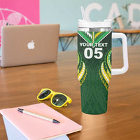 Custom Cook Islands Rugby Tumbler With Handle Unique Style Green Version LT05 - Polynesian Pride