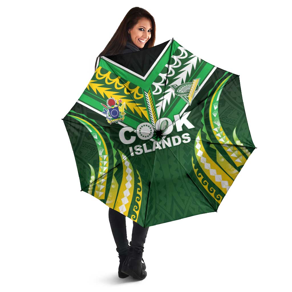 Cook Islands Rugby Umbrella Unique Style Green Version LT05 - Polynesian Pride