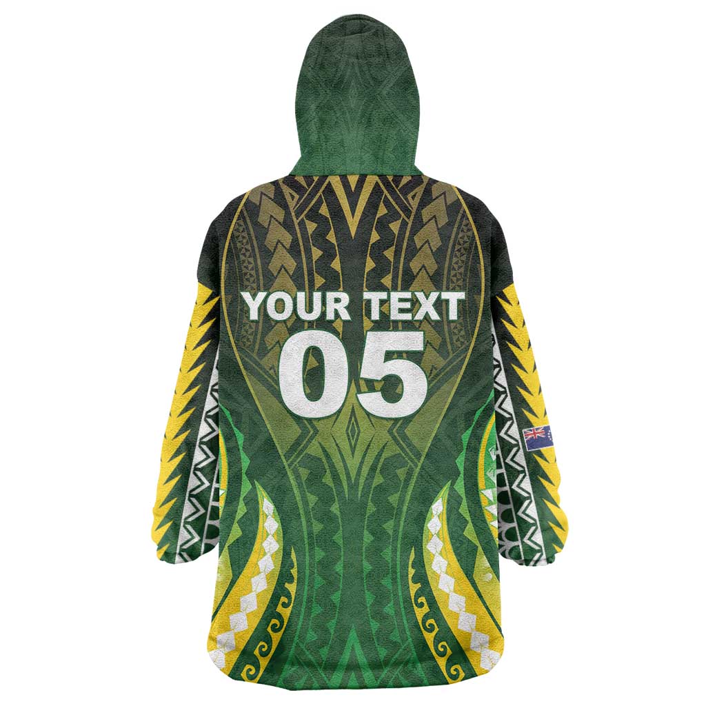Custom Cook Islands Rugby Wearable Blanket Hoodie Unique Style Green Version LT05 - Polynesian Pride