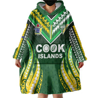 Custom Cook Islands Rugby Wearable Blanket Hoodie Unique Style Green Version LT05 - Polynesian Pride