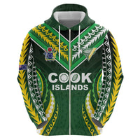 Custom Cook Islands Rugby Zip Hoodie Unique Style Green Version LT05 - Polynesian Pride