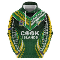 Custom Cook Islands Rugby Zip Hoodie Unique Style Green Version LT05 - Polynesian Pride