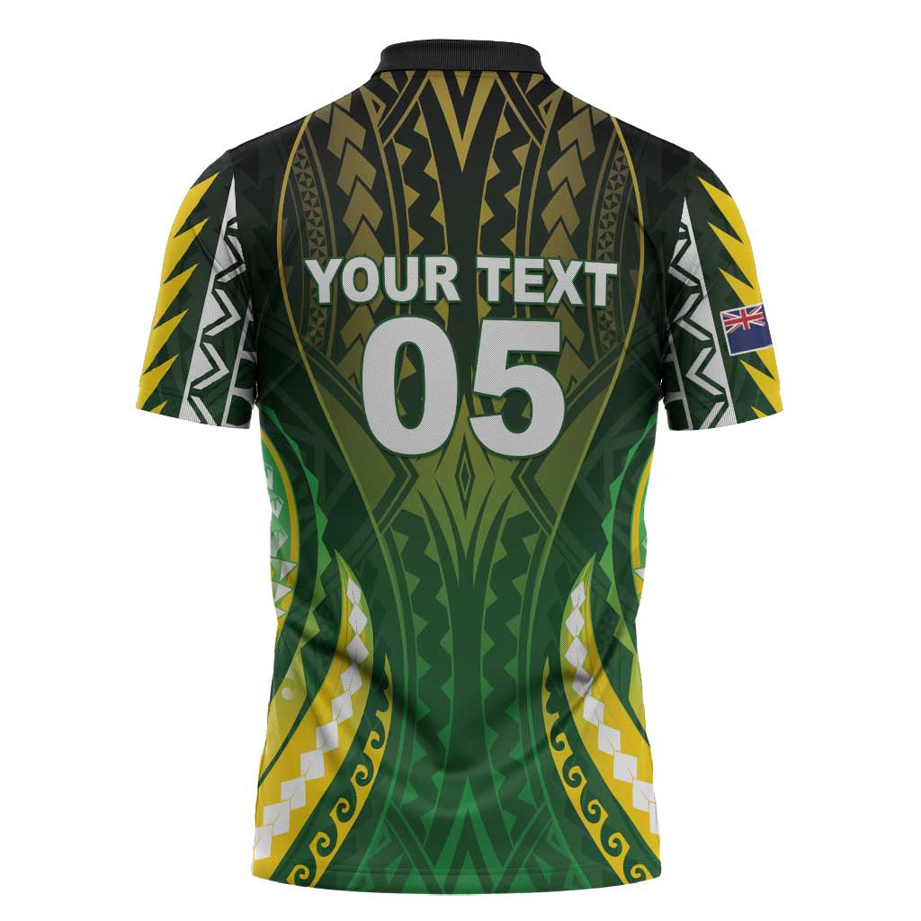 Custom Cook Islands Rugby Zipper Polo Shirt Unique Style Green Version LT05 - Polynesian Pride