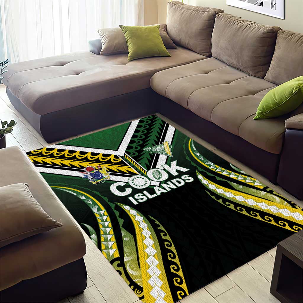 Cook Islands Rugby Area Rug Unique Style Black Version LT05 - Polynesian Pride