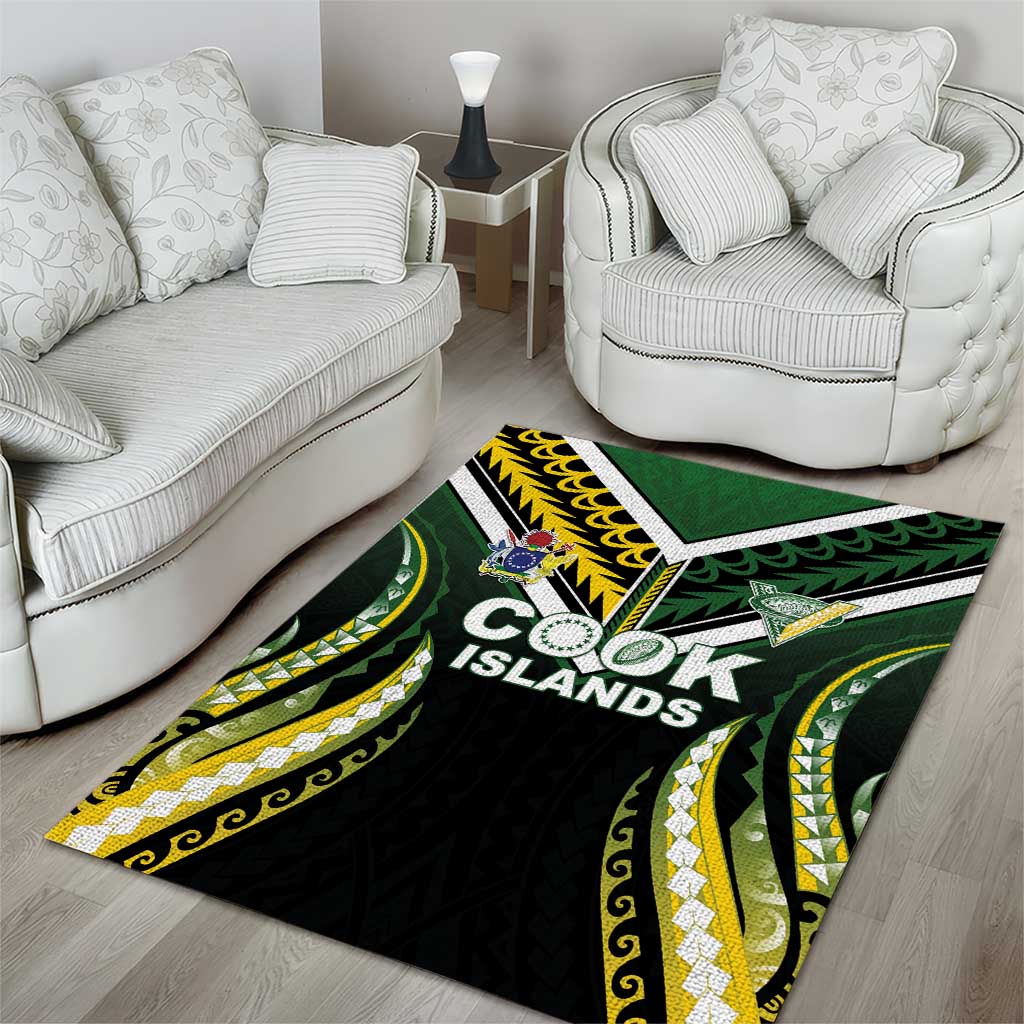 Cook Islands Rugby Area Rug Unique Style Black Version LT05 - Polynesian Pride