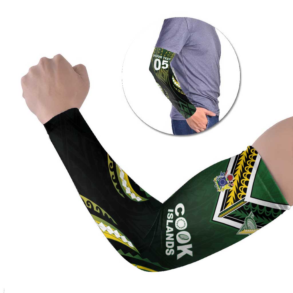 Custom Cook Islands Rugby Arm Sleeves Unique Style Black Version LT05 Set of 2 Black - Polynesian Pride