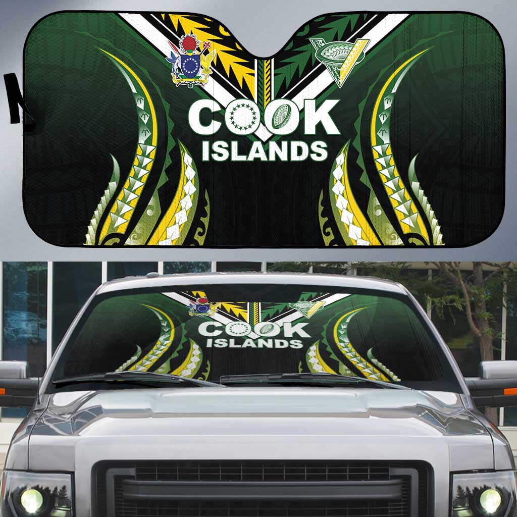Cook Islands Rugby Auto Sun Shade Unique Style Black Version LT05 Black - Polynesian Pride