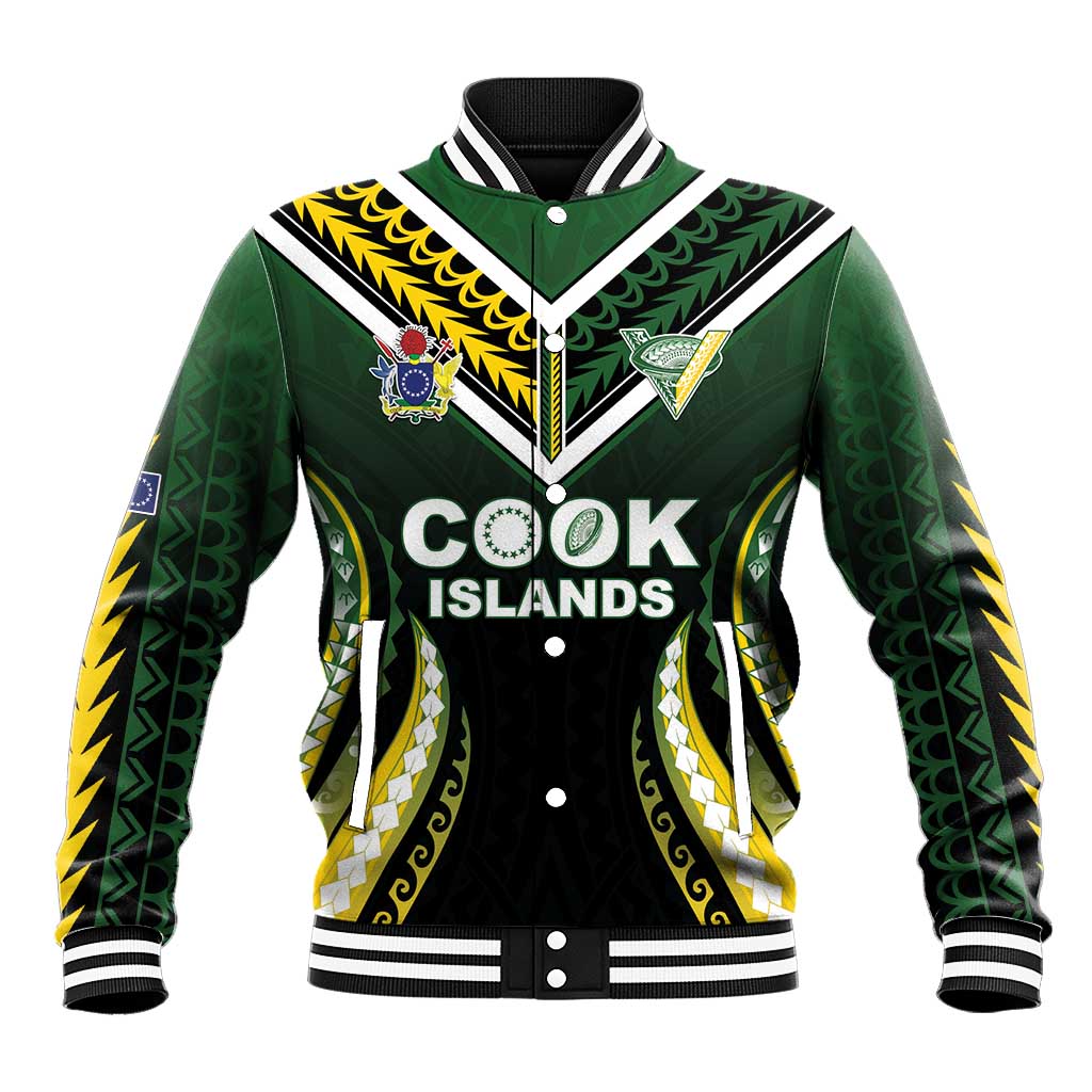Custom Cook Islands Rugby Baseball Jacket Unique Style Black Version LT05 Unisex Black - Polynesian Pride