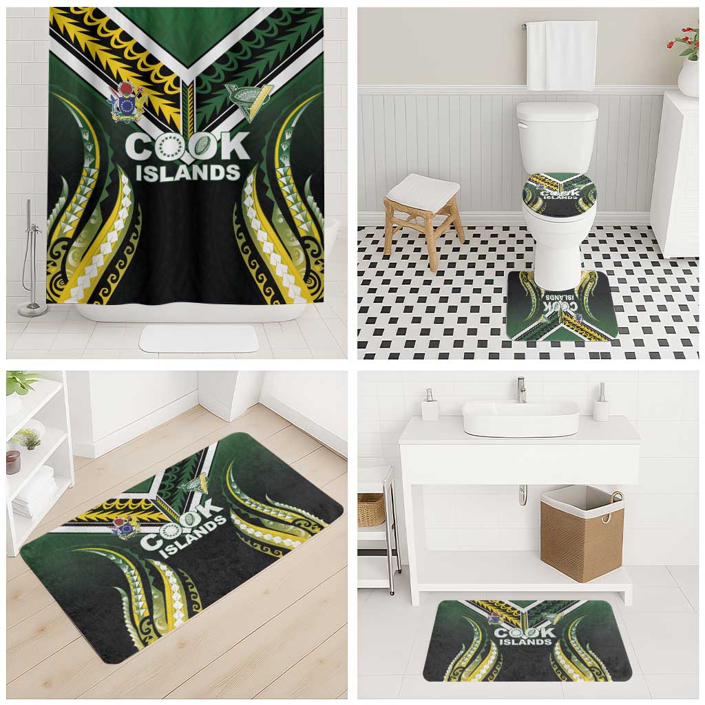 Cook Islands Rugby Bathroom Set Unique Style Black Version LT05 - Polynesian Pride