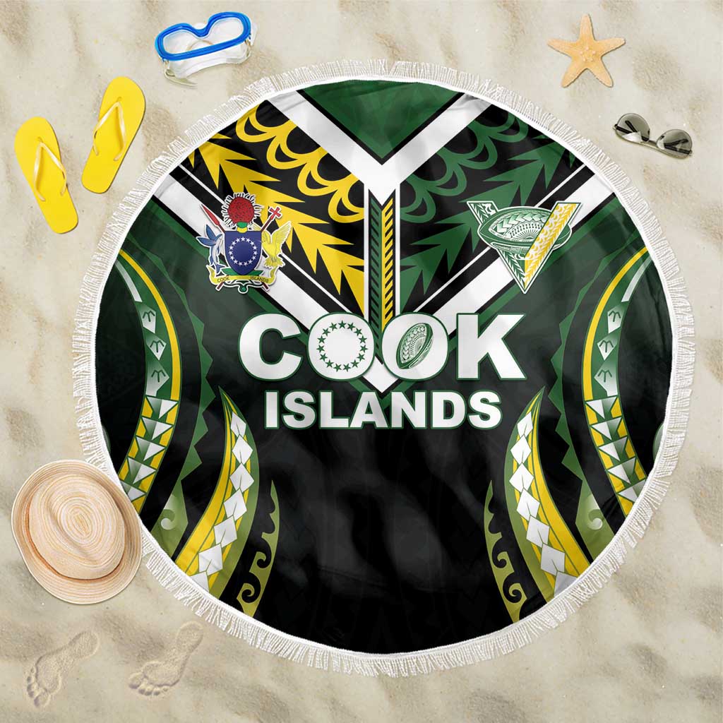 Cook Islands Rugby Beach Blanket Unique Style Black Version LT05 One Size 150cm Black - Polynesian Pride