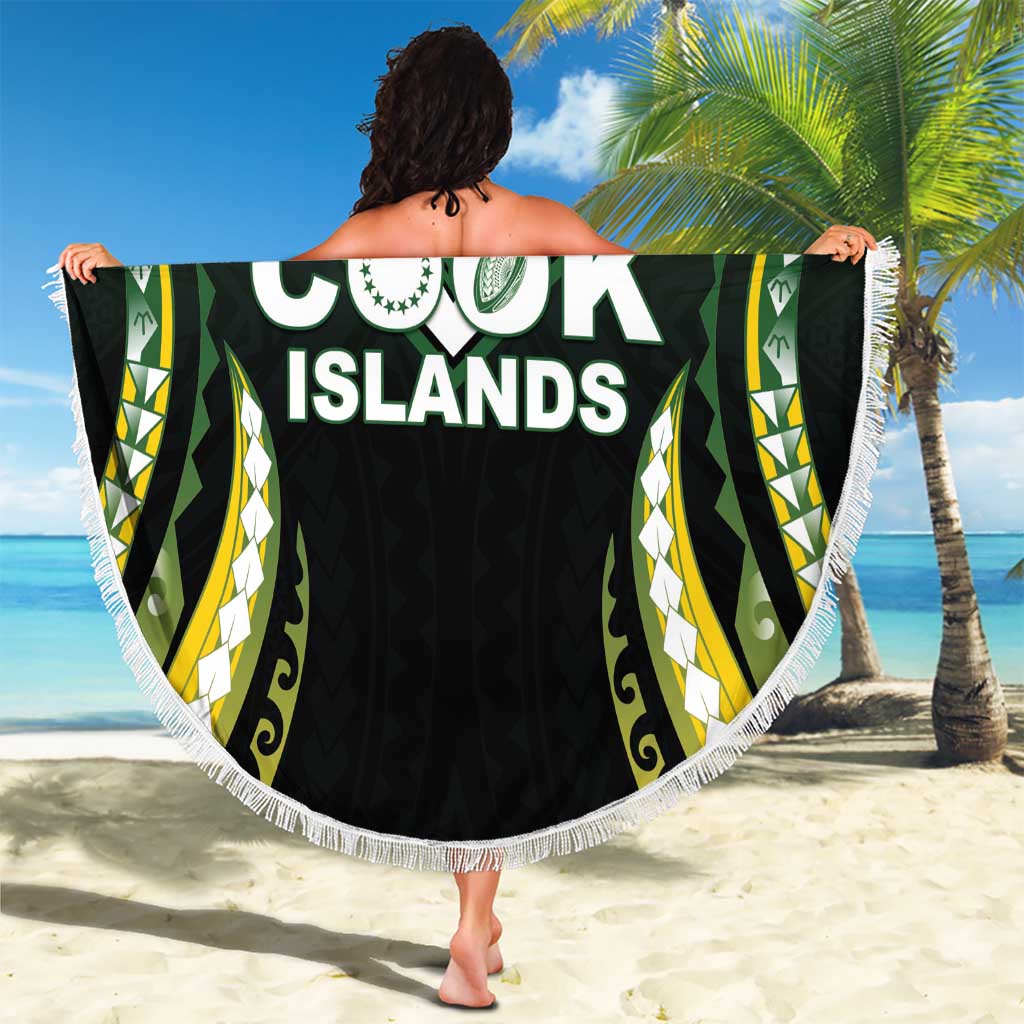 Cook Islands Rugby Beach Blanket Unique Style Black Version LT05 - Polynesian Pride