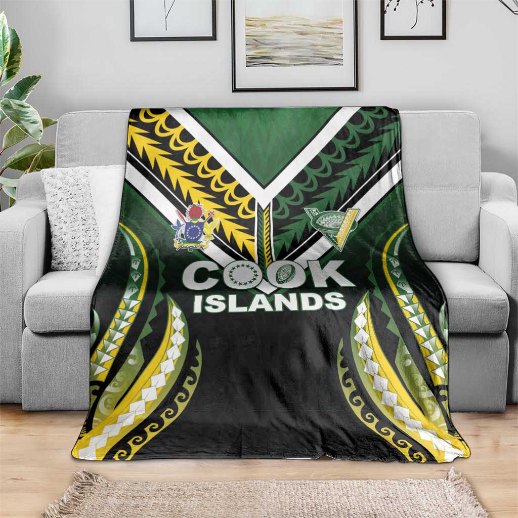 Cook Islands Rugby Blanket Unique Style Black Version LT05 - Polynesian Pride