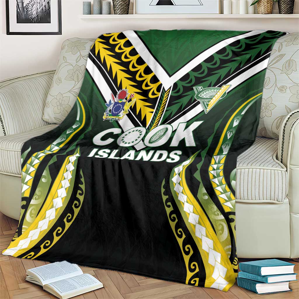 Cook Islands Rugby Blanket Unique Style Black Version LT05 - Polynesian Pride