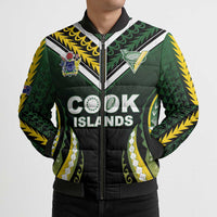 Custom Cook Islands Rugby Bomber Puffer Jacket Unique Style Black Version LT05 - Polynesian Pride