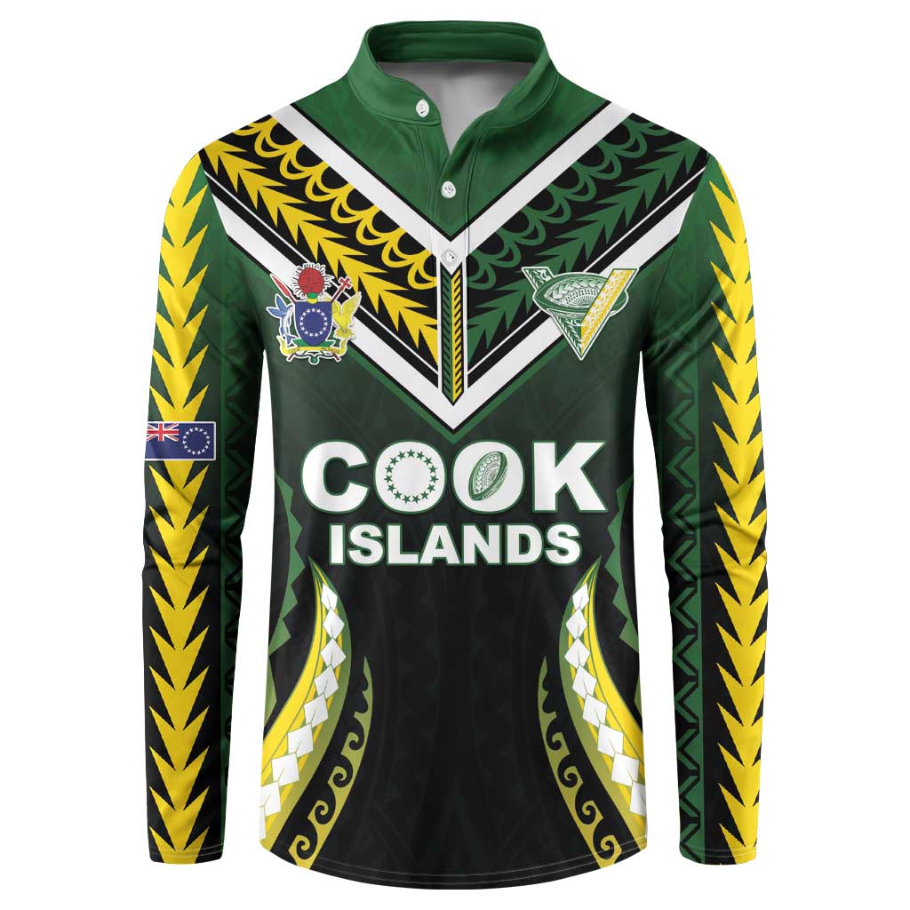 Custom Cook Islands Rugby Button Sweatshirt Unique Style Black Version LT05 Black - Polynesian Pride