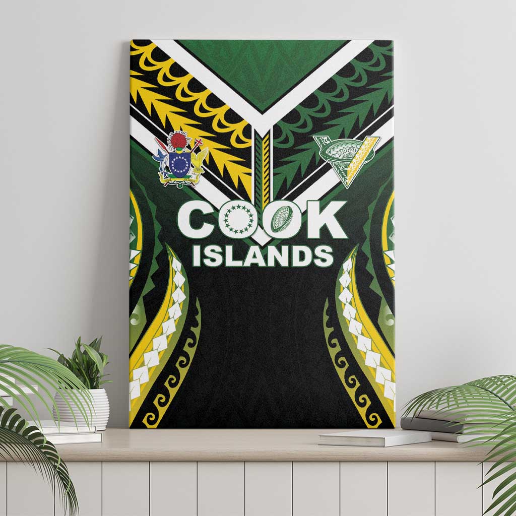 Cook Islands Rugby Canvas Wall Art Unique Style Black Version LT05 - Polynesian Pride
