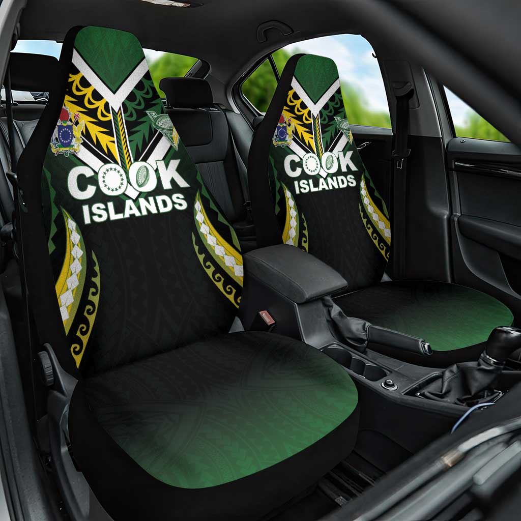 Cook Islands Rugby Car Seat Cover Unique Style Black Version LT05 One Size Black - Polynesian Pride