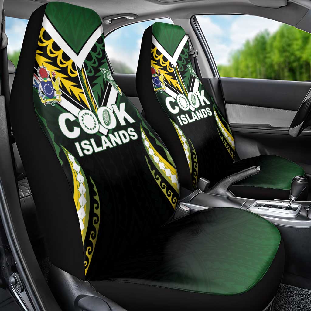 Cook Islands Rugby Car Seat Cover Unique Style Black Version LT05 - Polynesian Pride