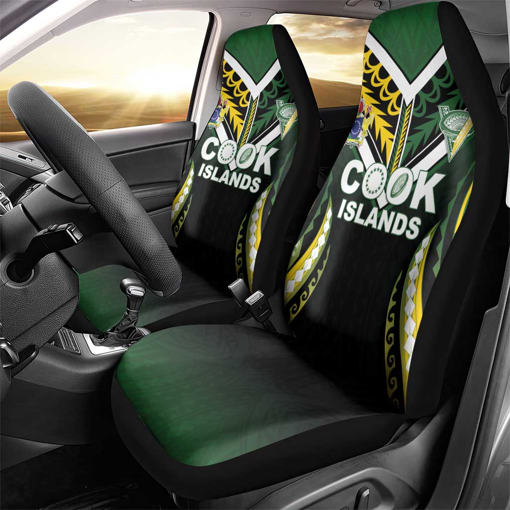 Cook Islands Rugby Car Seat Cover Unique Style Black Version LT05 - Polynesian Pride