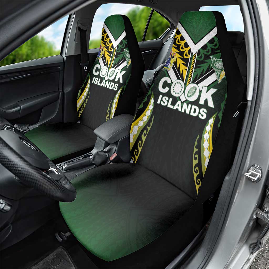 Cook Islands Rugby Car Seat Cover Unique Style Black Version LT05 - Polynesian Pride