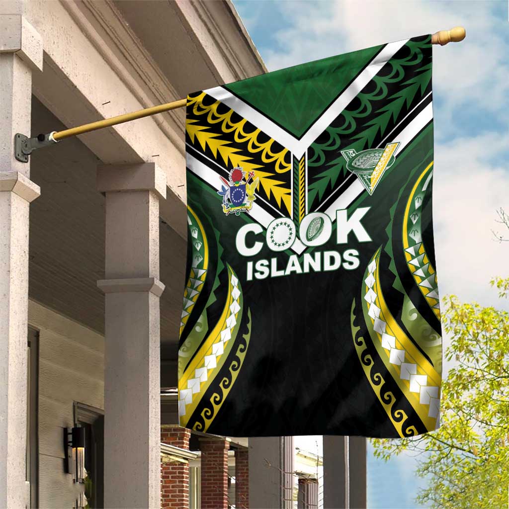 Cook Islands Rugby Garden Flag Unique Style Black Version LT05 House Flag Black - Polynesian Pride