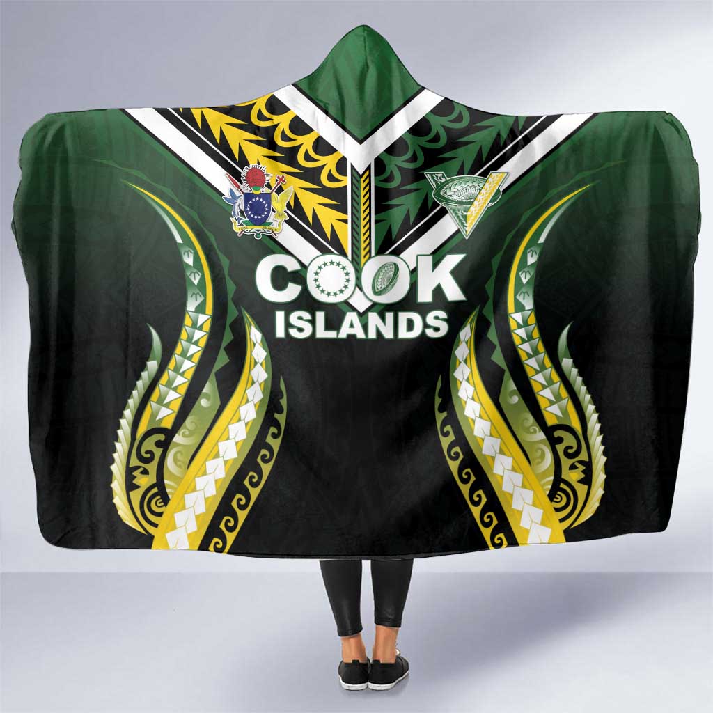 Cook Islands Rugby Hooded Blanket Unique Style Black Version LT05 One Size Black - Polynesian Pride