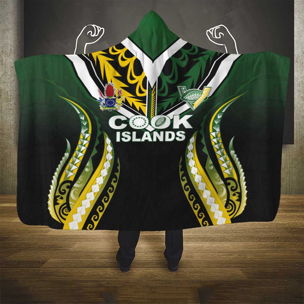 Cook Islands Rugby Hooded Blanket Unique Style Black Version LT05 - Polynesian Pride