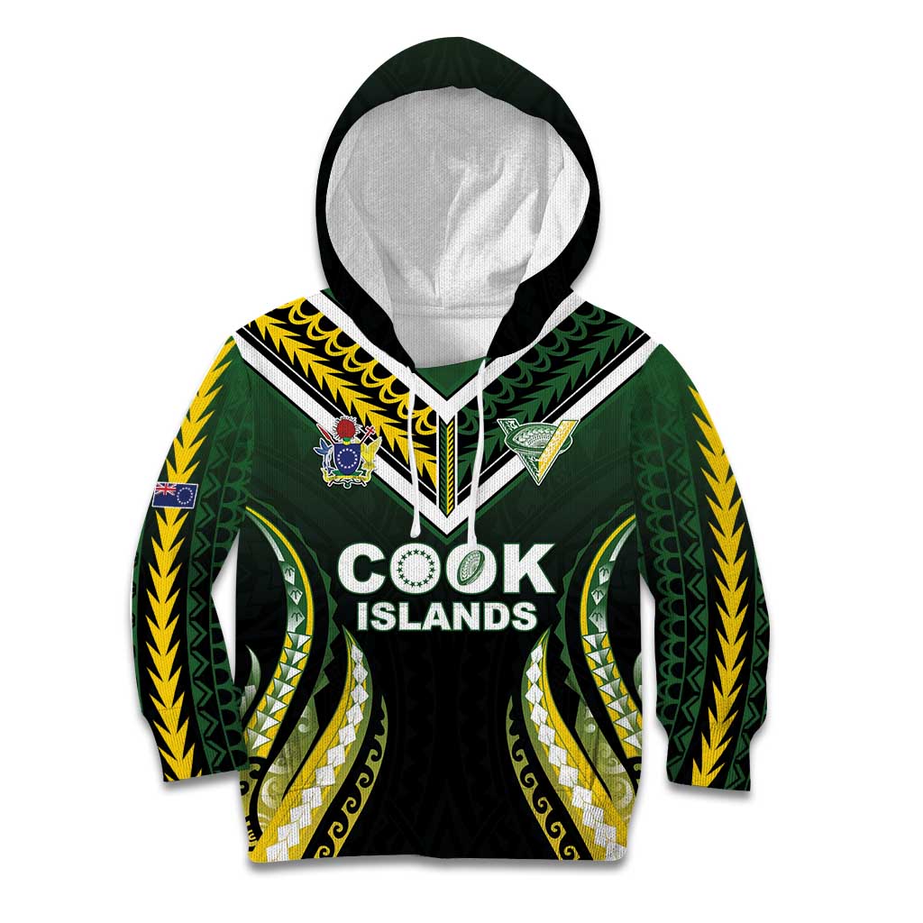 Custom Cook Islands Rugby Kid Hoodie Unique Style Black Version LT05 Hoodie Black - Polynesian Pride