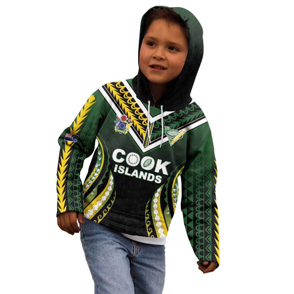 Custom Cook Islands Rugby Kid Hoodie Unique Style Black Version LT05 - Polynesian Pride