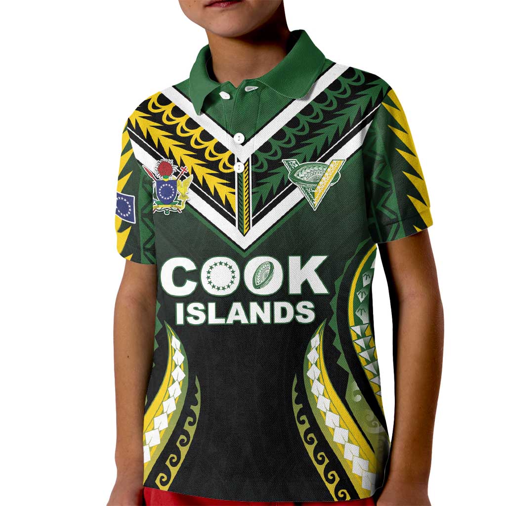 Custom Cook Islands Rugby Kid Polo Shirt Unique Style Black Version LT05 Kid Black - Polynesian Pride