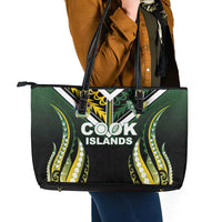 Cook Islands Rugby Leather Tote Bag Unique Style Black Version LT05 - Polynesian Pride