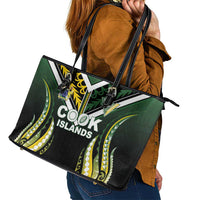 Cook Islands Rugby Leather Tote Bag Unique Style Black Version LT05 - Polynesian Pride