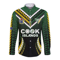 Custom Cook Islands Rugby Long Sleeve Button Shirt Unique Style Black Version LT05 Unisex Black - Polynesian Pride