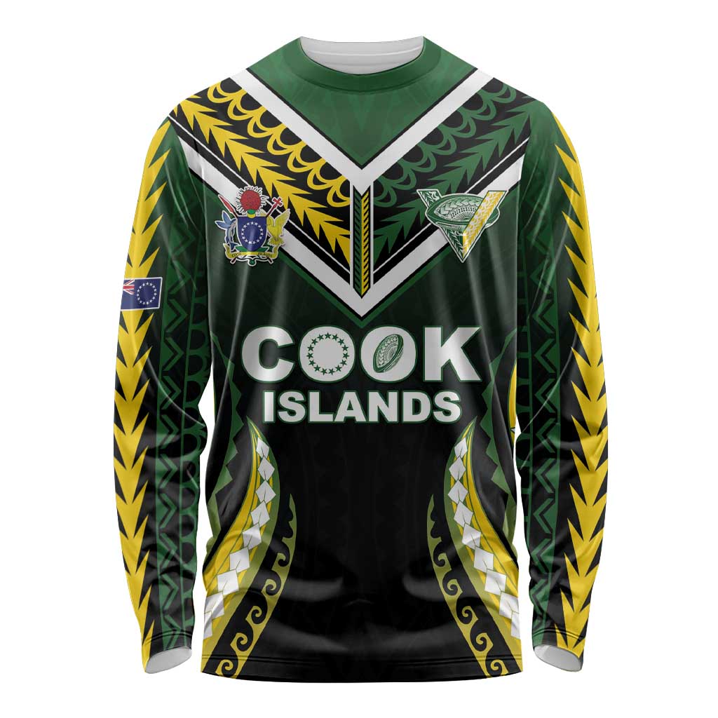 Custom Cook Islands Rugby Long Sleeve Shirt Unique Style Black Version LT05 Unisex Black - Polynesian Pride
