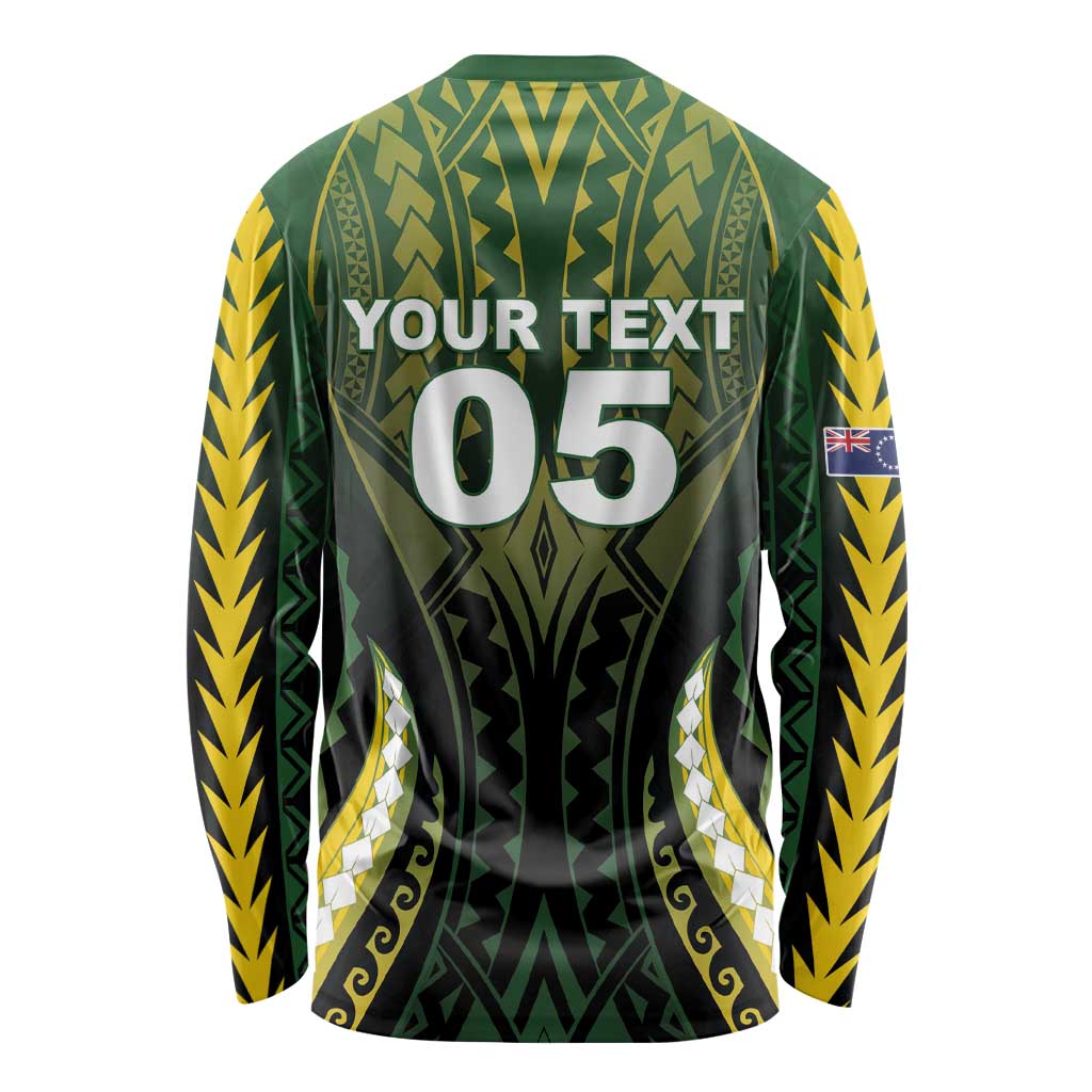 Custom Cook Islands Rugby Long Sleeve Shirt Unique Style Black Version LT05 - Polynesian Pride