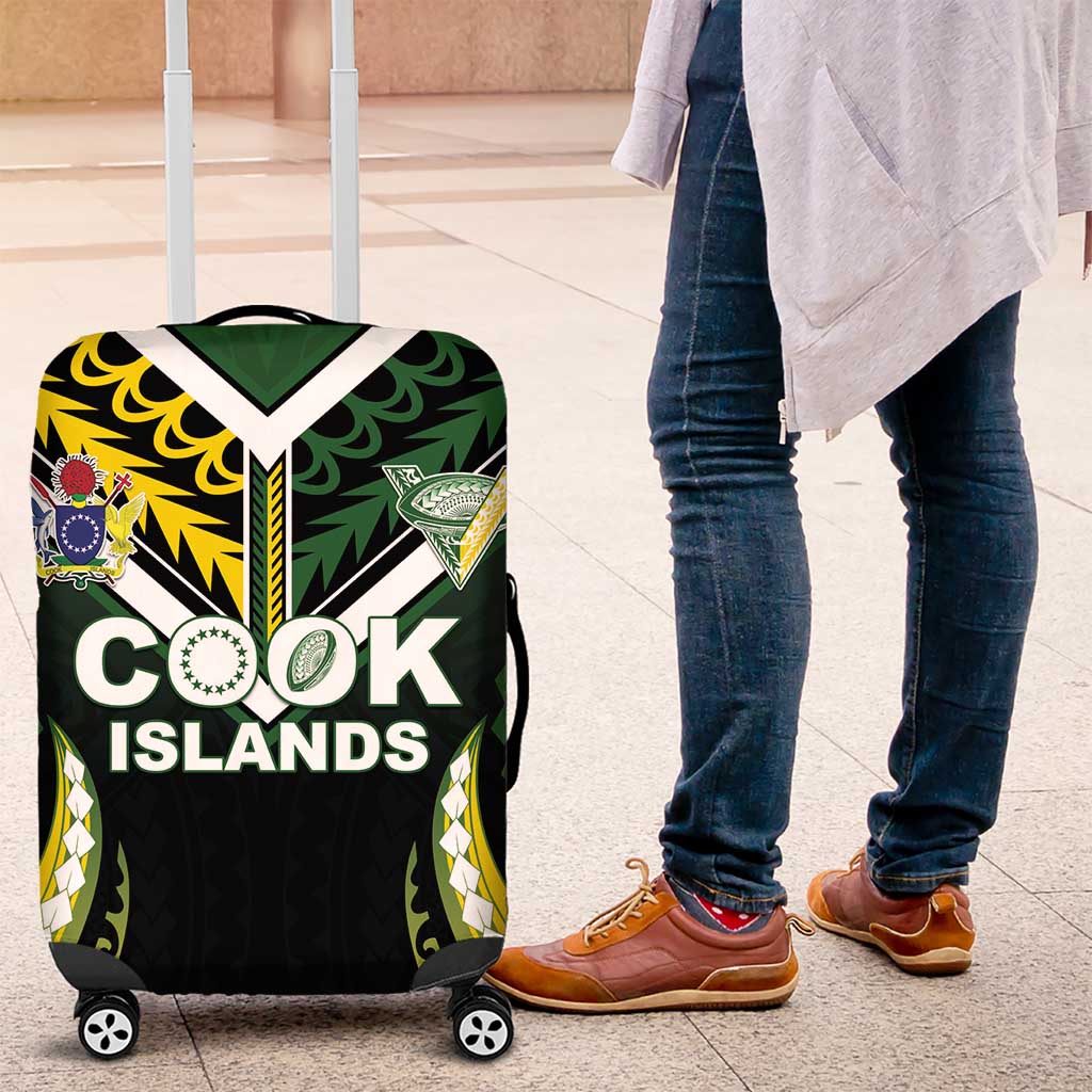 Cook Islands Rugby Luggage Cover Unique Style Black Version LT05 Black - Polynesian Pride