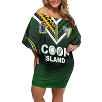 Custom Cook Islands Rugby Off Shoulder Short Dress Unique Style Black Version LT05 Women Black - Polynesian Pride