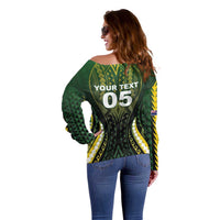 Custom Cook Islands Rugby Off Shoulder Sweater Unique Style Black Version LT05 - Polynesian Pride
