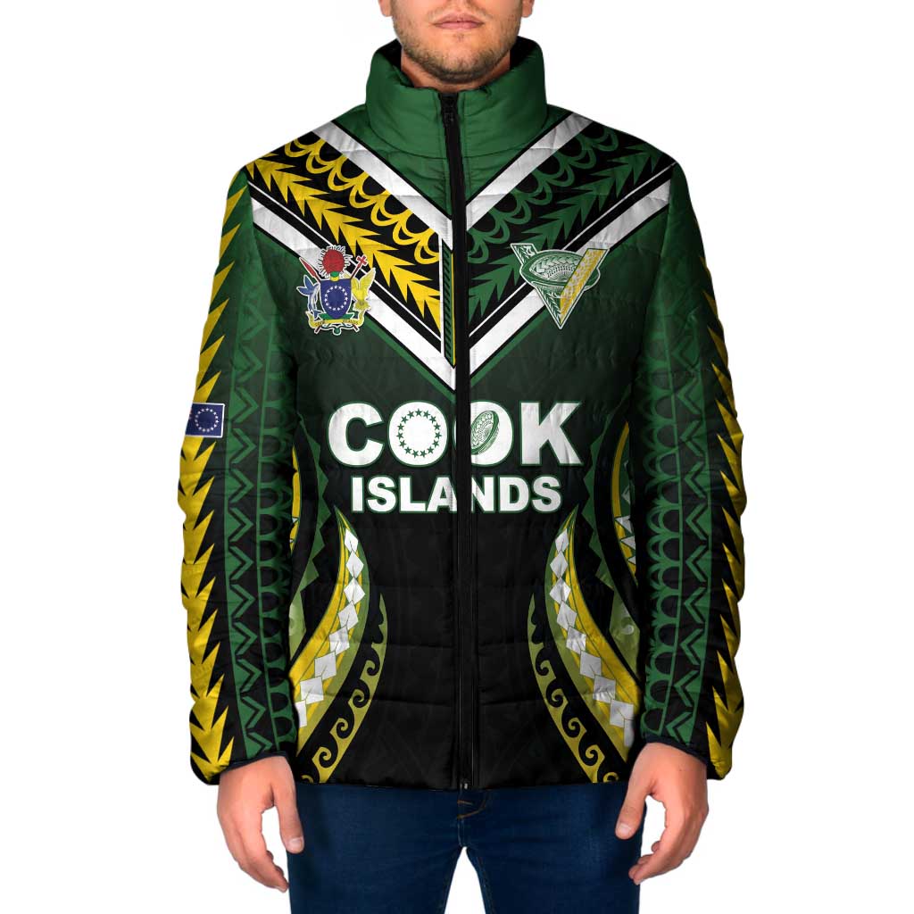 Custom Cook Islands Rugby Padded Jacket Unique Style Black Version LT05 Men Black - Polynesian Pride