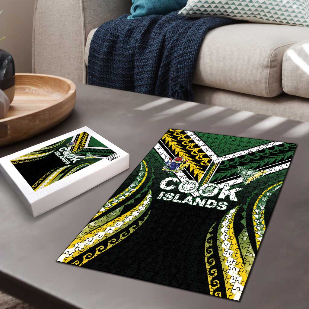Cook Islands Rugby Puzzle Unique Style Black Version LT05 - Polynesian Pride
