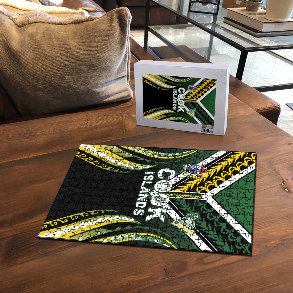 Cook Islands Rugby Puzzle Unique Style Black Version LT05 - Polynesian Pride