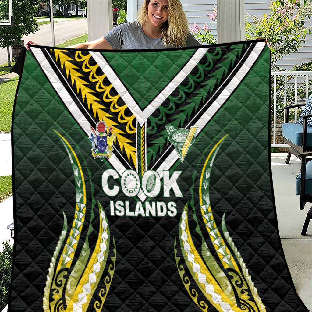 Cook Islands Rugby Quilt Unique Style Black Version LT05 Black - Polynesian Pride