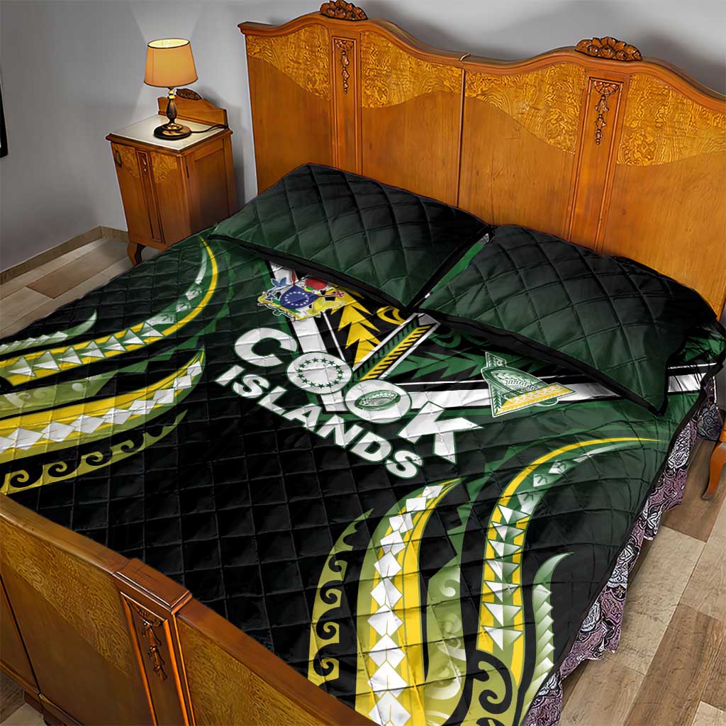 Cook Islands Rugby Quilt Bed Set Unique Style Black Version LT05 - Polynesian Pride
