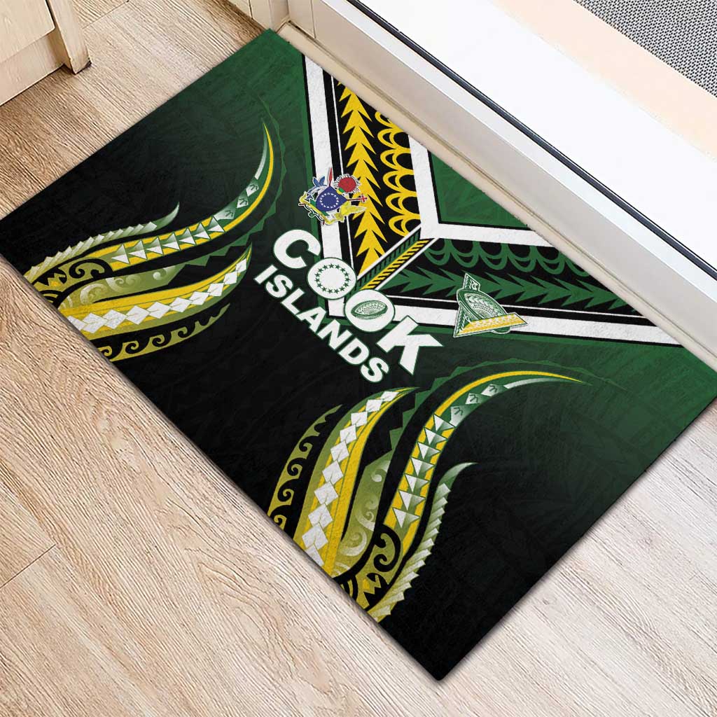Cook Islands Rugby Rubber Doormat Unique Style Black Version LT05 - Polynesian Pride