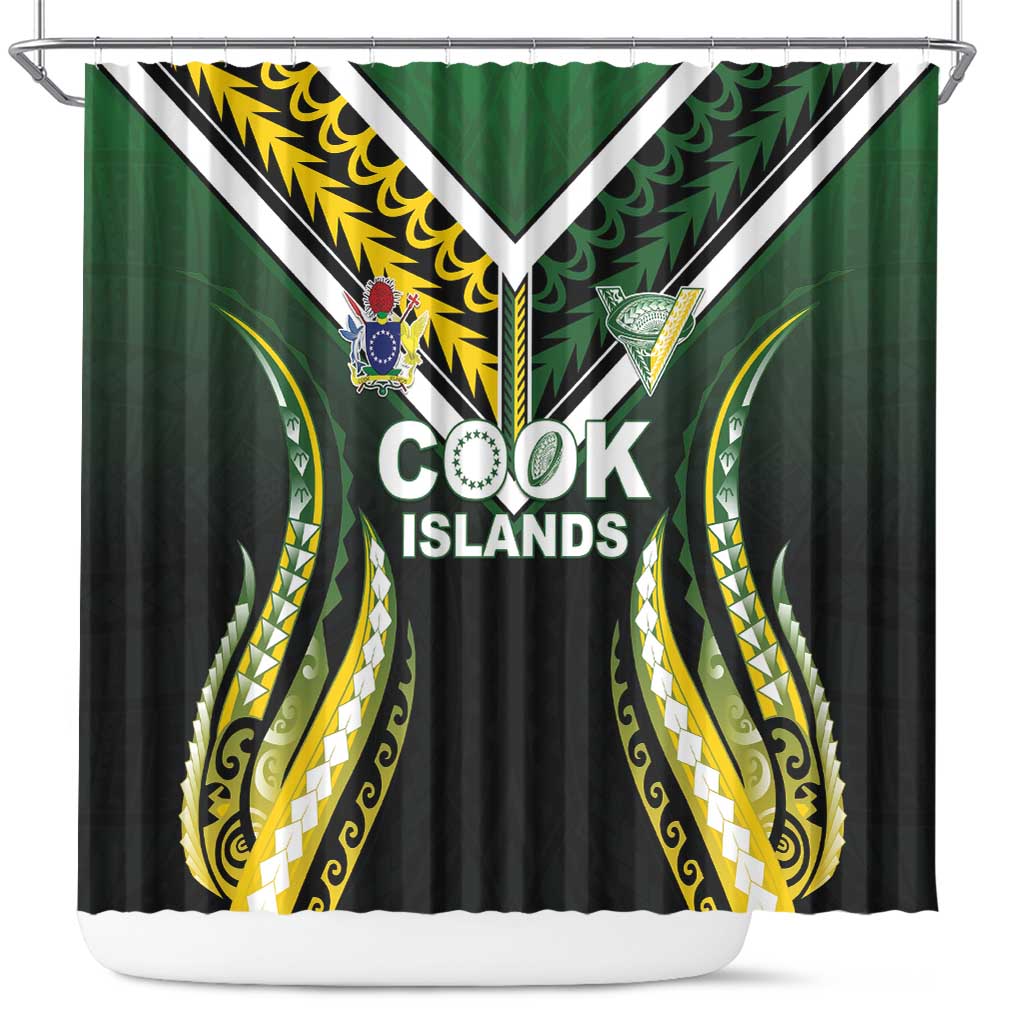 Cook Islands Rugby Shower Curtain Unique Style Black Version LT05 Black - Polynesian Pride