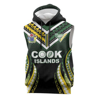 Custom Cook Islands Rugby Sleeveless Hoodie Unique Style Black Version LT05 Black - Polynesian Pride