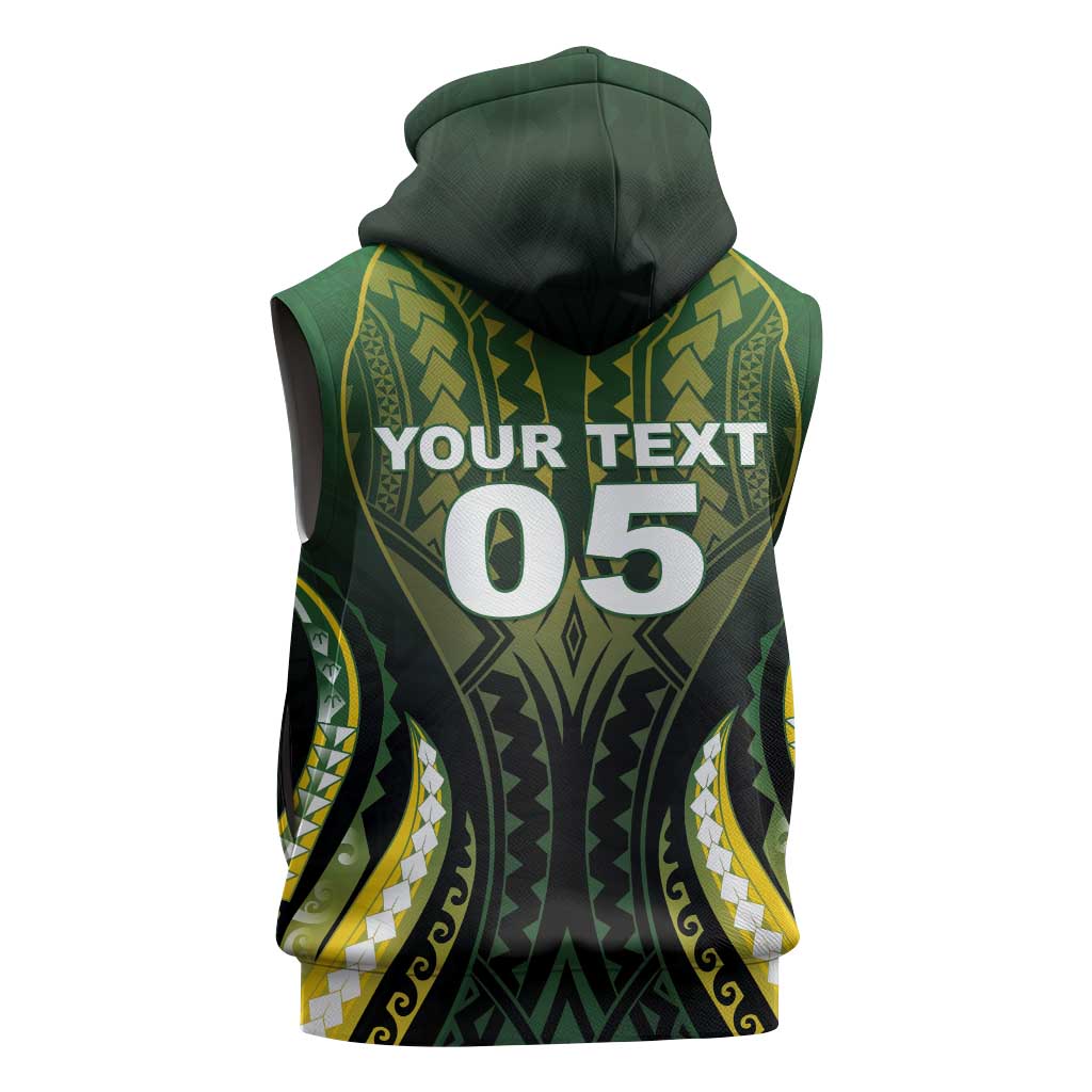 Custom Cook Islands Rugby Sleeveless Hoodie Unique Style Black Version LT05 - Polynesian Pride