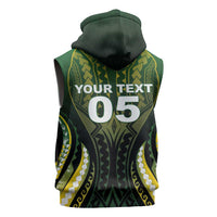 Custom Cook Islands Rugby Sleeveless Hoodie Unique Style Black Version LT05 - Polynesian Pride